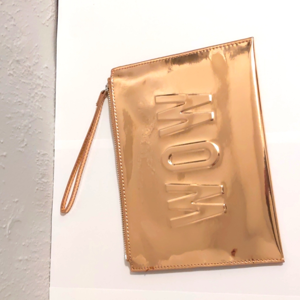 Stella & Dot In Charge Rose Gold Mirror Metallic Pouch